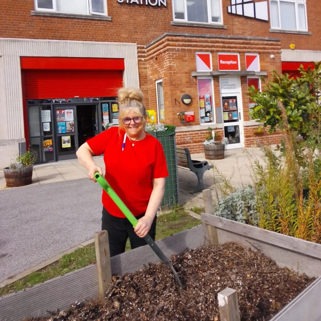 one person digging